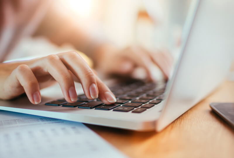 woman working on a laptop