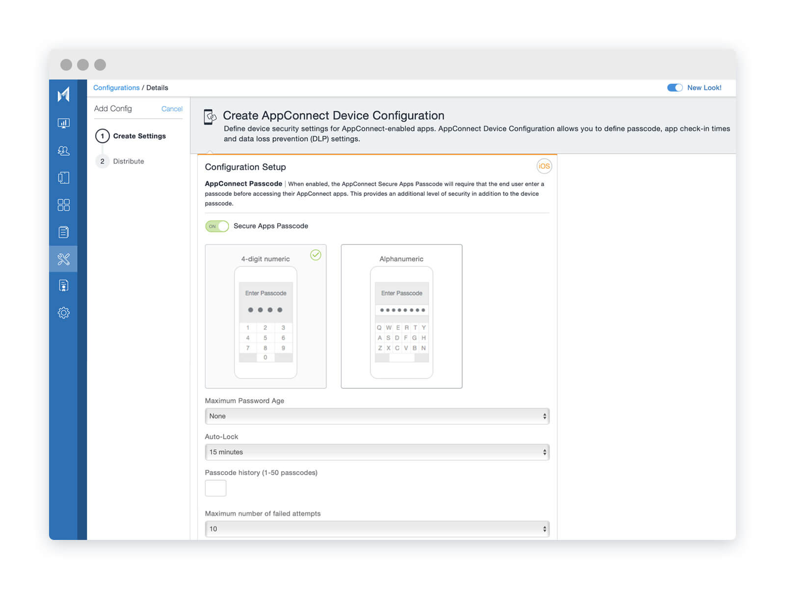 device configuration screenshot