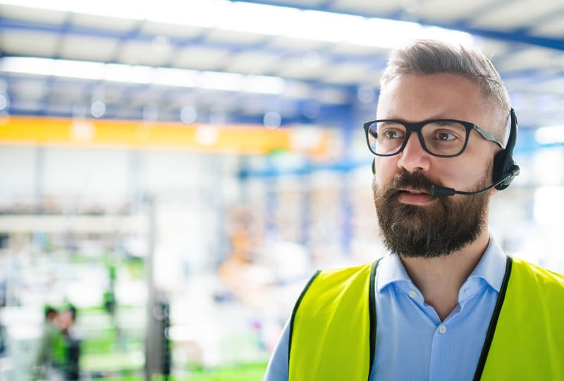 Man talking on a headset