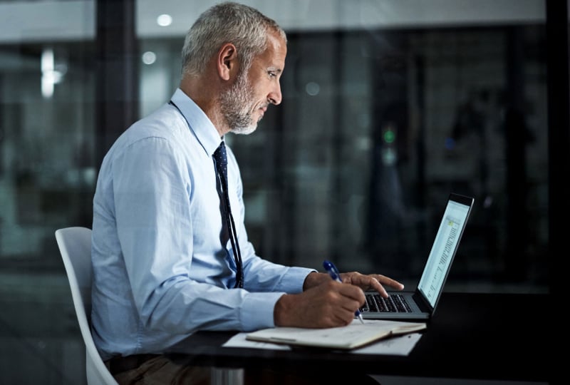 man working on a laptop